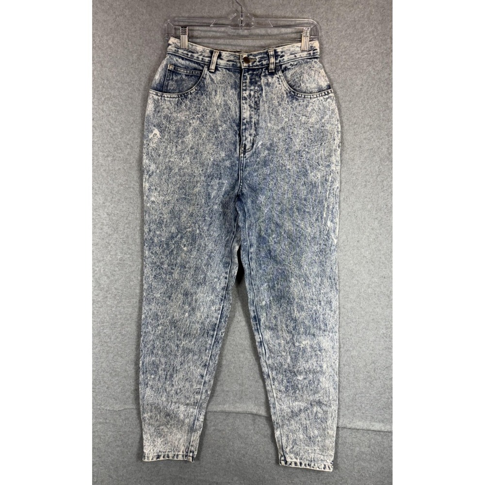 Vintage Stefano Jeans Womens 10 Acid Wash Tapered High Rise Ankle Zipper 80s Den